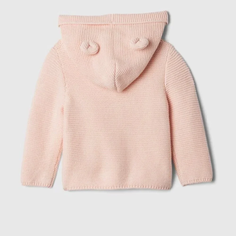 GAP‎ BABY GAP Hooded Garter Knit Sweater in Milkshake Pink Sz 3-6 months